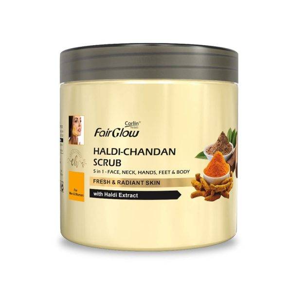 Corlin Fair Glow Haldi-Chandan Scrub 800g | 3-in-1 for Face, Neck, Hands, Feet & Body, Fresh & Radiant Skin