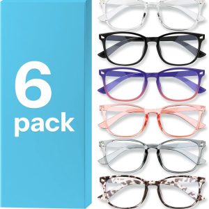 MIGSIR 6 Pack Blue Light Blocking Glasses for Women & Men - Stylish Square Frame Computer & Gaming Eyewear
