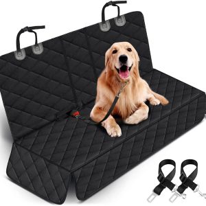 Yuntec Dog Car Seat Cover - Waterproof Non-Slip Back Seat Protector for Cars, Trucks & SUVs (Black)